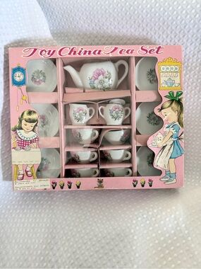 Vintage Miniature Toy China Tea Set in Original Packaging Excellent condition!